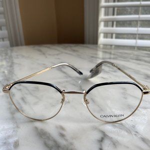 Calvin Klein Unisex Eyeglasses Gold/Black Frame w/Clear Lens